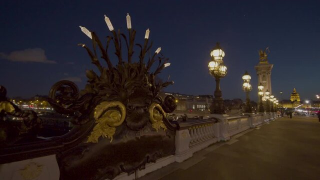 Paris Alexandre III Bridge by night Panoramic