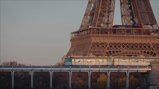 Passing by a metro with Eiffel Tower