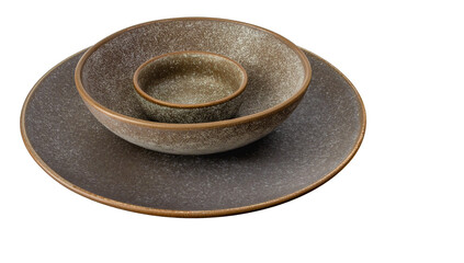 Three ceramic dishes on a white background