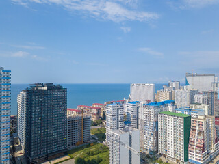 Drone view of the city of Batumi on a sunny summer day