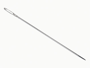 chrome needle close up on white background