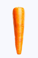 A raw carrot isolate, unretouch, nature look on white background