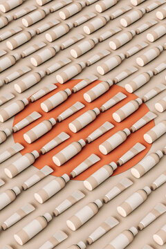 vertical pattern of foundation makeup containers.
