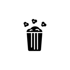 popcorn icon designed in solid black style and glyph style in food and drink icon category