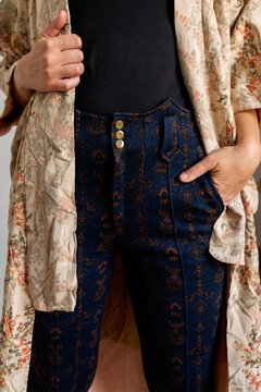 Female body with trendy vintage clothes