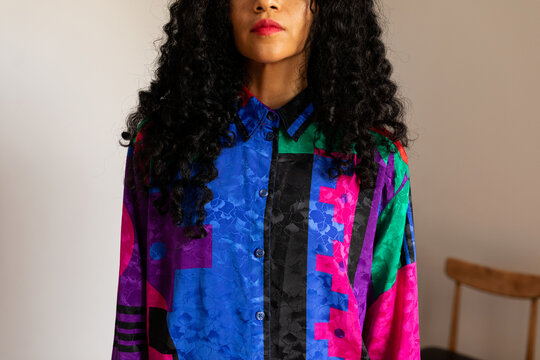 Woman with vintage blouse