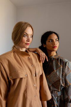 Trendy women with vintage clothes