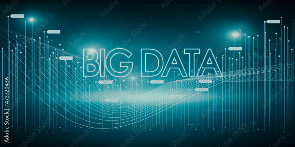 Aufkleber Creative glowing digital big data wallpaper. Technology and database concept. 3D Rendering.