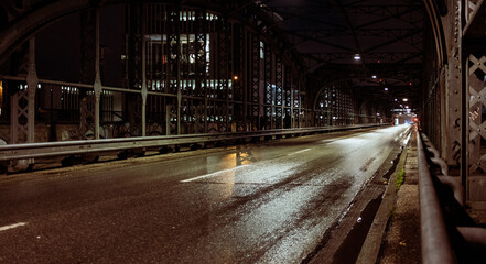 The illuminated road at night