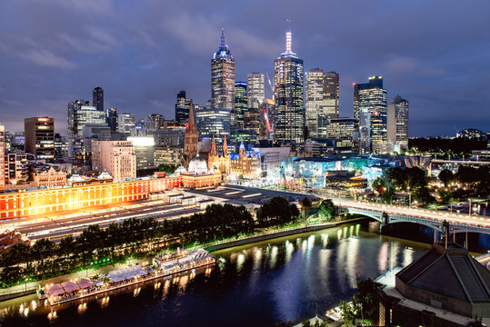 Melbourne City Skyline At Night