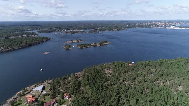 Swedish landscape by drone in summer 