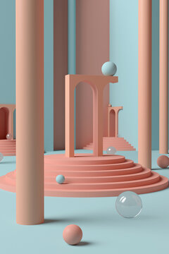 Abstract Space With Stairs and columns