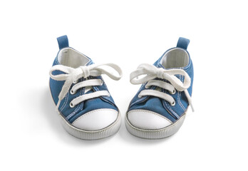 blue baby sneakers isolated on white background - 473723870