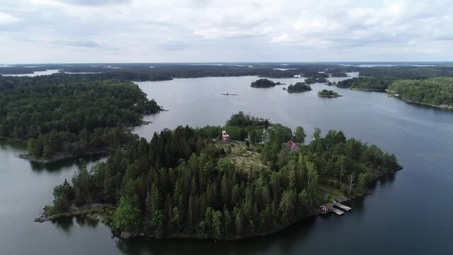 Swedish landscape by drone in summer 