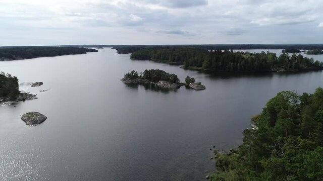 Swedish landscape by drone in summer 
