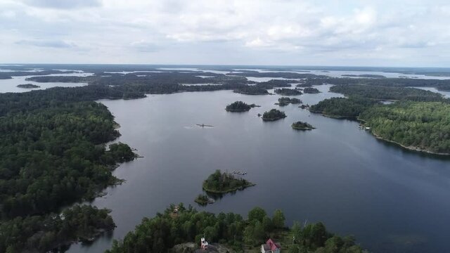 Swedish landscape by drone in summer 