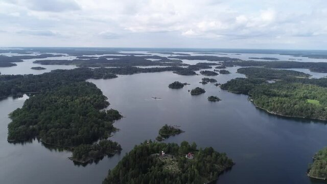 Swedish landscape by drone in summer 