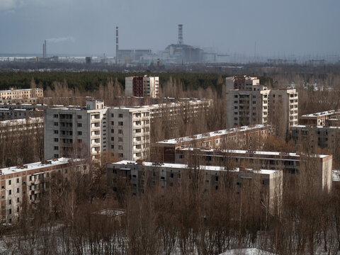 Pripyat and the Chernobyl Power Plant. 
