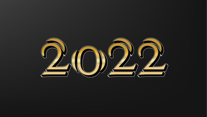 Happy New Year 2022. Gold And black Color Card Descoration Background