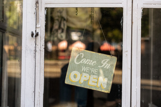 Open sign on store window