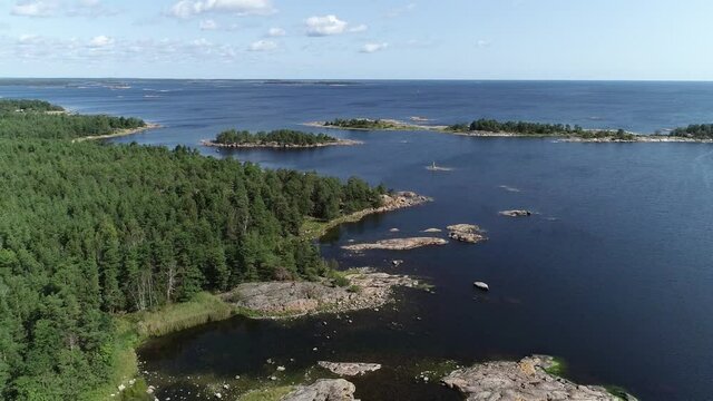 Swedish landscape by drone in summer 