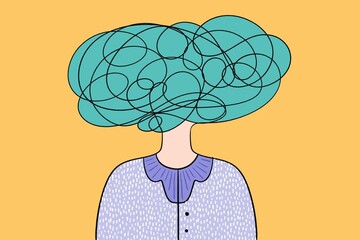 Mental health overthinking problems illustration