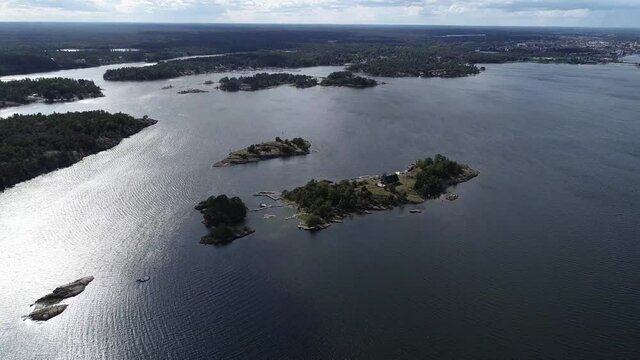 Swedish landscape by drone in summer 