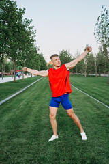 athletic man in park crossfit lifestyle workout