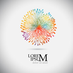 Logo is a multi-colored round flower . Vector illustration