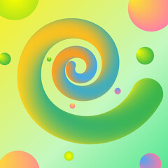 Gradient background with the image of a gummy worm. Suitable for the design of posts on social networks, as an element of web design and design of mobile applications. 3 D. Vector illustration.