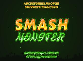 scary smash monster green text effect