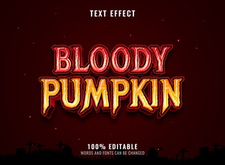 scary bloody pumpkin horror text effect