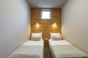 Small two bed hotel room interior