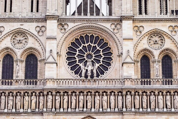 Obraz premium Cathedral Notre Dame de Paris is a most famous Gothic, Roman Catholic cathedral in Paris. France, Europe