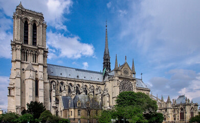 Fototapeta na wymiar Cathedral Notre Dame de Paris is a most famous Gothic, Roman Catholic cathedral in Paris. France, Europe