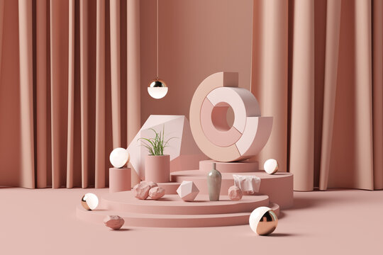 Abstract pale orange surreal scene