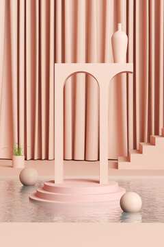 Abstract pale orange architecture scene 
