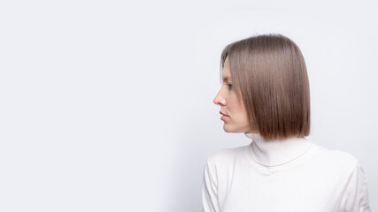 Fototapeta premium portrait of young woman isolated on white, copy space
