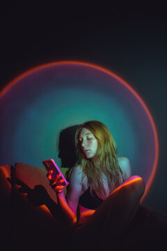 Portrait with rainbow light 