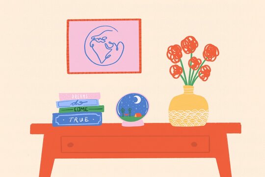 Travel home spot indoors illustration