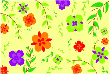 Foto op Canvas seamless pattern with flowers © Vactora