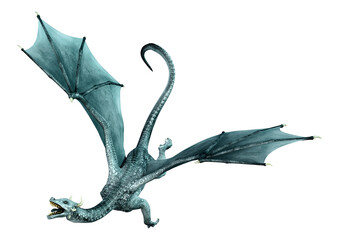 3D Rendering Fairy Tale Dragon on White