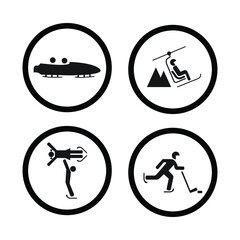 Four vector winter sport icons in a circle on a white isolated background