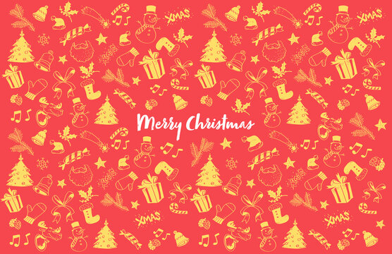 Seamless pattern natalizio con elementi festivi come regali, dolci, albero di Natale