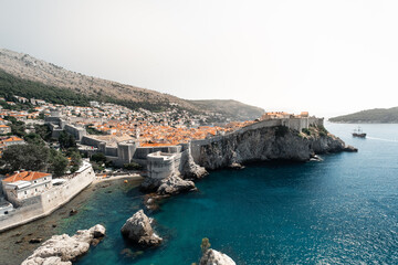 Fototapeta na wymiar Sunshine, summer day in Dubrovnik. View over the old town and ocean