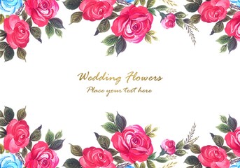 .Wedding anniversary colorful flowers frame background
