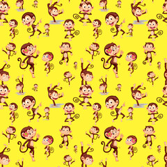 Monkey seamless pattern background