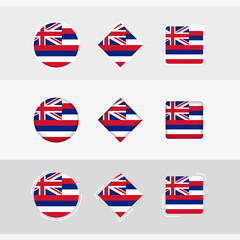 Hawaii flag icons set, vector flag of Hawaii.