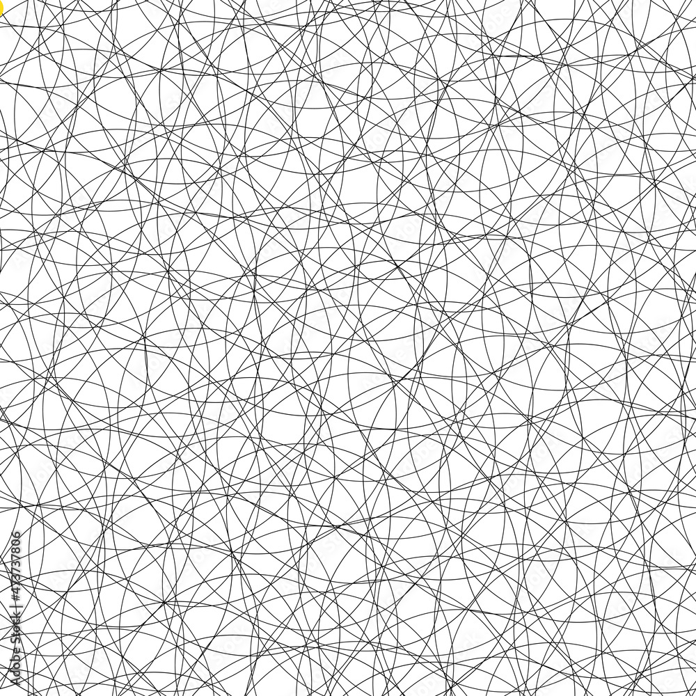 Poster tangled background of thin black outline overlapping circles