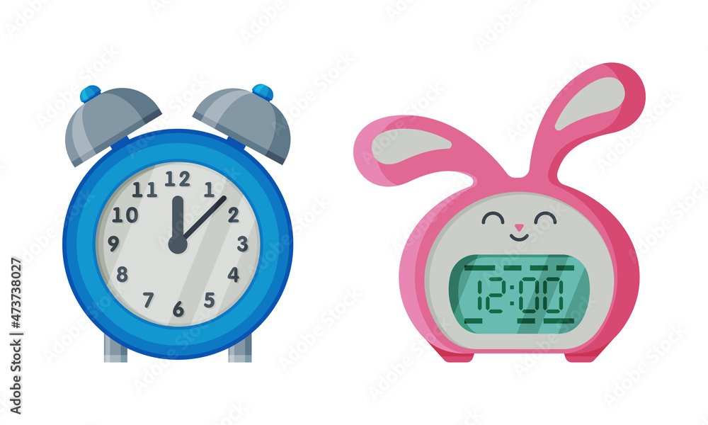 Aufkleber clock with clock face and clockwork mechanism displaying time vector set